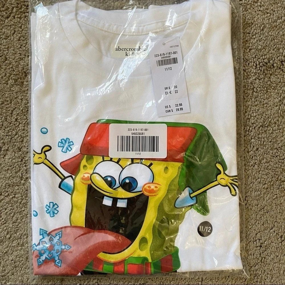 NWT Abercrombie Kids SpongeBob T-shirt size 11/12